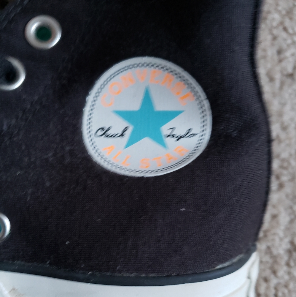 Black Multicolor Converse High Tops Size 8 - Picture 3 of 4